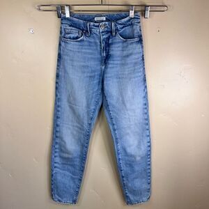Good American Womens Straight Leg High‎ Rise Stretch Denim Jean Size 24